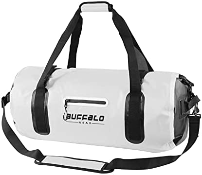 Buffalo Gear Drybag 40L 60L 80L Waterproof Duffle Travel Duffel Dry Bag Heavy Duty Bag for Kayaking, Rafting, Boating, Fishing,Camping (White, 80L)