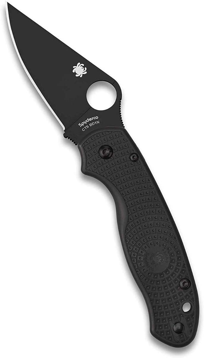 Spyderco Para 3 Lightweight Signature Folding Utility Pocket Knife with 2.92" Black Stainless Steel Blade and FRN Handle – Everyday Carry – PlainEdge – C223PBBK