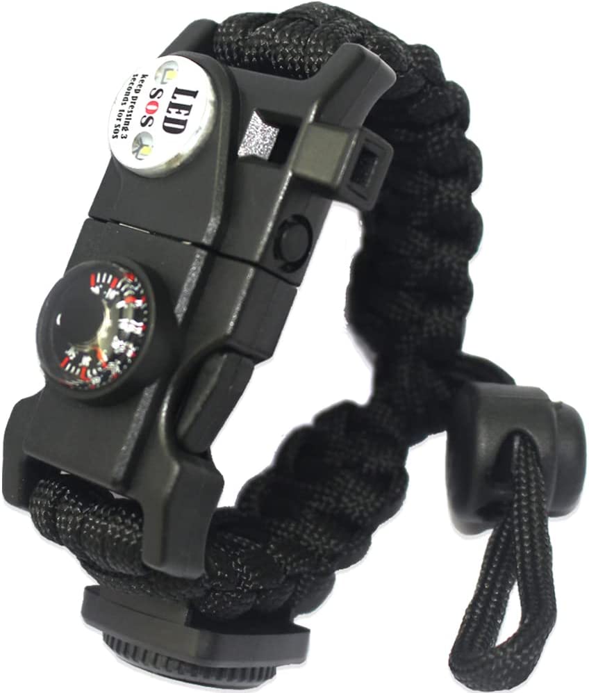 Daarcin Survival Paracord Bracelet,Fire Starter,Waterproof SOS Light, Compass, Whistle, Adjustable AK87 20 in 1,Outdoor Ultimate Tactical Survival Gear Set,Gift for Kids,Men