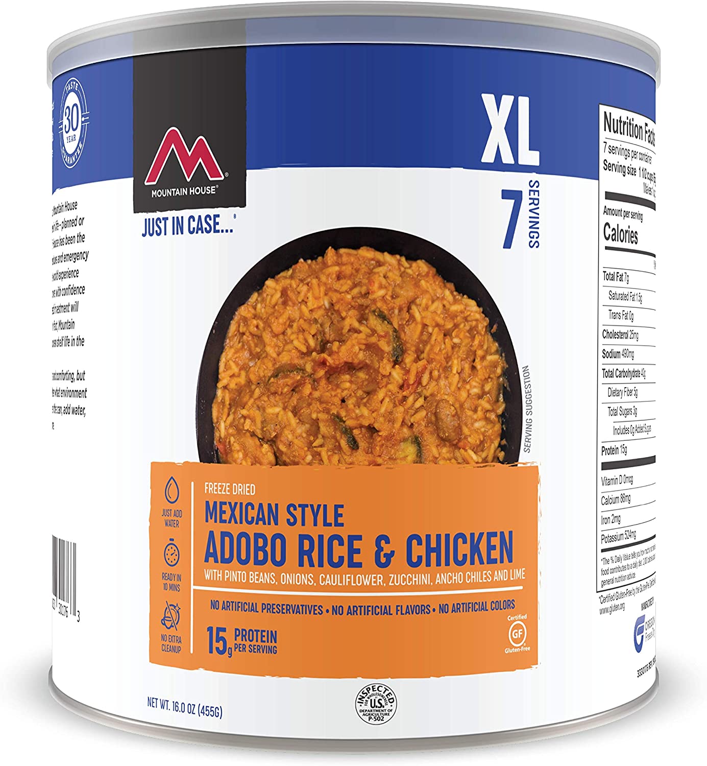 Mountain House Mexican Style Adobo Rice & Chicken | Freeze Dried Backpacking & Camping Food | Survival & Emergency Food | Gluten-Free