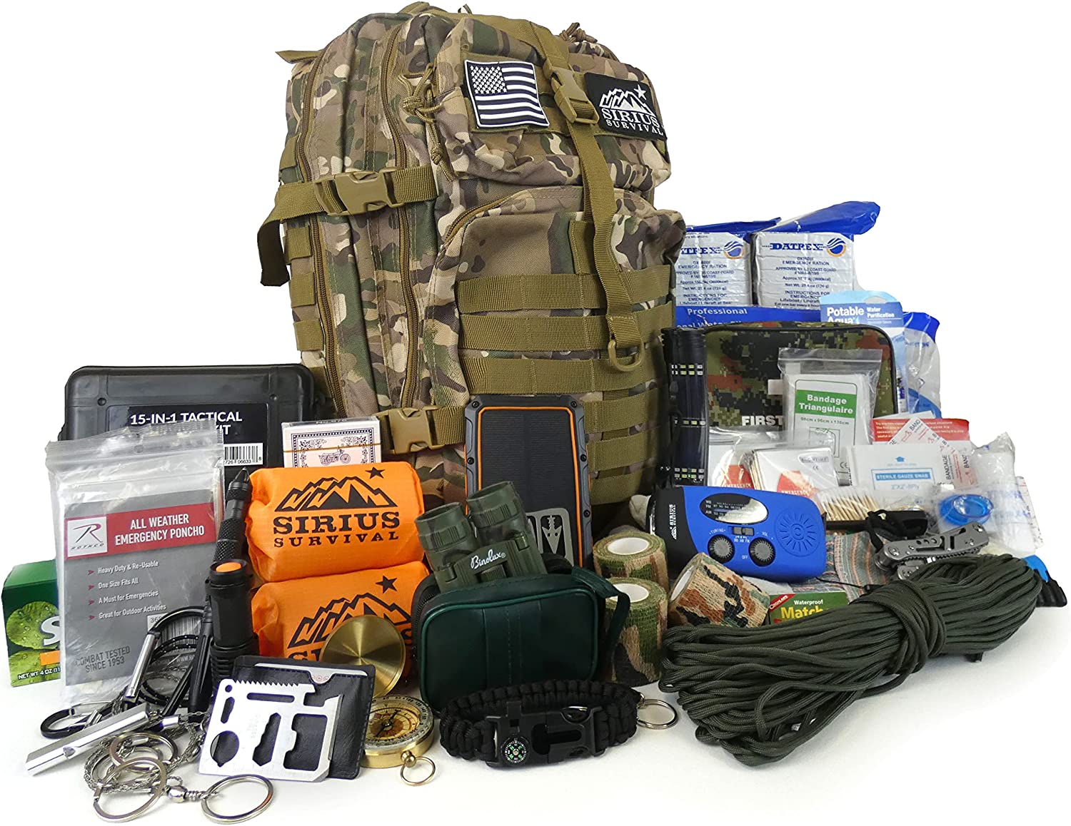 Pre-Packed Emergency Survival Kit/Bug Out Bag for 2 – Over 150 Total Pieces of Disaster Preparedness Supplies for Hurricanes, Floods, Earth Quakes & Other Disasters