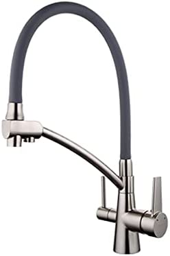 KYLEX Kitchen Faucets with Filter Water Pull Out Cleaning Deck Mounted Mixer Cold hot Water Faucet Black Soft Silicone PVC Tube (Color : G4398)
