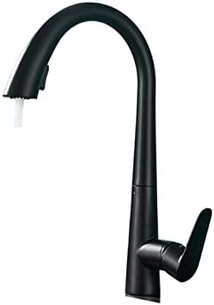 KYLEX Matte Black Kitchen Faucet Pull-Out Spray/Water Flow Mode Hot and Cold Water Mixer Faucet 360 Degree Rotation (Color : Matte Black)