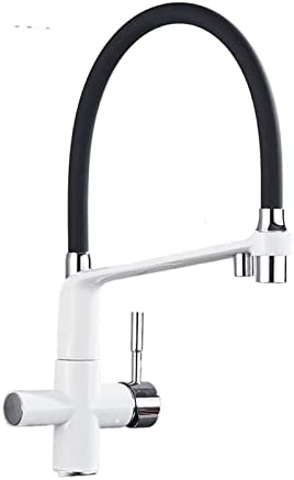 KYLEX Brushed Gold Kitchen Faucet Filtered Water Dual Spout Purification Feature Kitchen Tap 360 Rotation Water Crane for Kitchen (Color : Type B-White Chrome)