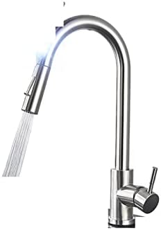KYLEX Matte Black Pull Out Sensor Kitchen Faucet Sensitive Touch Control Mixer for Kitchen Hot Cold Water Mixer Tap (Color : Brushed Nickle A)