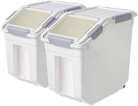 2 Pack Airtight Flour Storage Container With Scoop,Dry Food, Sugar, Baking Supplies,Rice Container Set -BPA Free- Pet Food Storage Container,Dog Cat Birds Food Bin(30 LB)