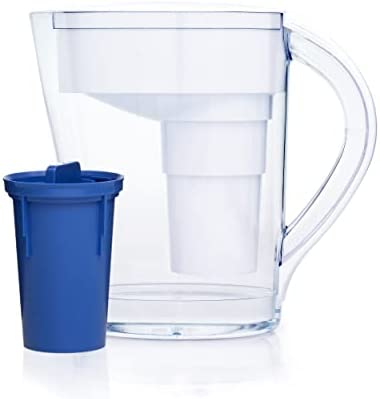 Santevia MINA Alkaline Water Filter Pitcher | 9-Cup at Water Filter System That Adds Minerals and Makes Alkaline Water | Chlorine and Lead Water Filter | Made in North America