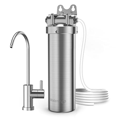 Waterdrop Stailess Steel Water Filter System, 8000 Gallons Under Counter Water Filter, 5X Service Life, Reduces Chlorine, Lead, Heavy Metals, Bad Taste (A Wrench Included)