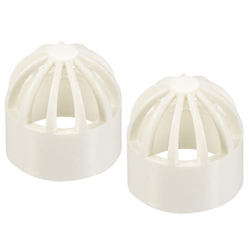 PATIKIL 25mm Tank Filter Guard Cover, 2 Pack Round PVC Intake Strainer Breathable Net Cap for Water Tank Filtration, White
