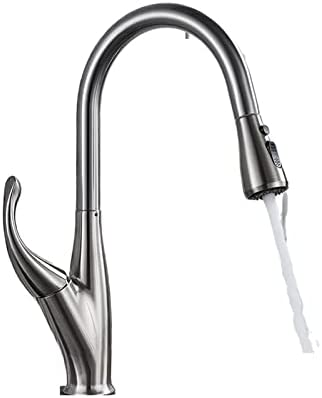 KYLEX Black/Brushed Kitchen Faucet Hot and Cold Water Mixer Faucet for Spring Kitchen Pull Down Mixer Crane 2 Function Spout (Color : Brushed Nickle)