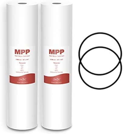 SimPure 20″ x 4.5″ Whole House Sediment Water Filter (2 Pack) and O-Ring for DB10P/DB20P (2 Pack)