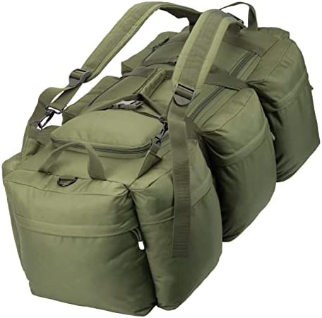 XMILPAX 105L Large Military Duffle Bag Deployment Bag Load Out Bag Sports Equipment Travel Luggage Bag with Detachable Backpack Straps (Olive Green)