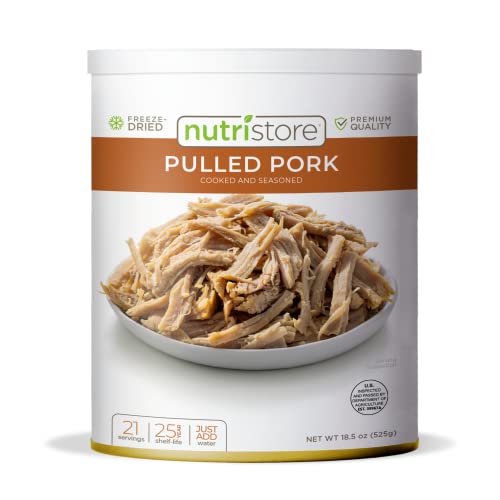 Nutristore Freeze-Dried Pulled Pork | Premium Quality Pre-Cooked Canned Meat | Survival Emergency Food Supply | Meat for Home Meals & Lightweight Camping | #10 Can | USDA Inspected | 25-Year Shelf Life (1-Pack)