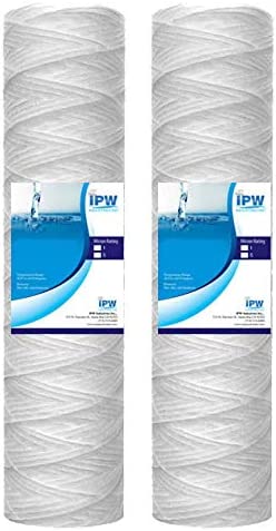 Compatible 10"x2.5" EcoPure EPW2S String Wound Whole Home Replacement Water Filter-Universal Fits Most Major Brand Systems (2 Pack), White