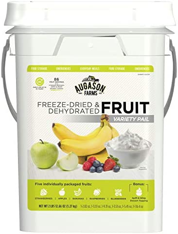 Augason Farms Dehydrated and Freeze-Dried Fruit Variety Pail, 25-Year Shelf Life, Emergency Food Supply, Camping Food