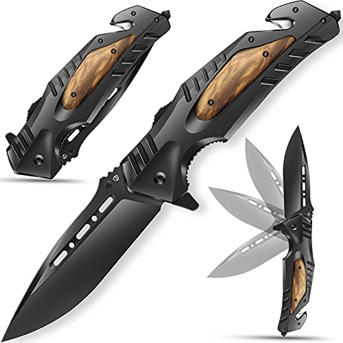 Jellas 8Cr13Mov Pocket Knife – Folding Knife with Clip – Knife for Fishing Hunting Hiking Survival Mens and Womens Gift