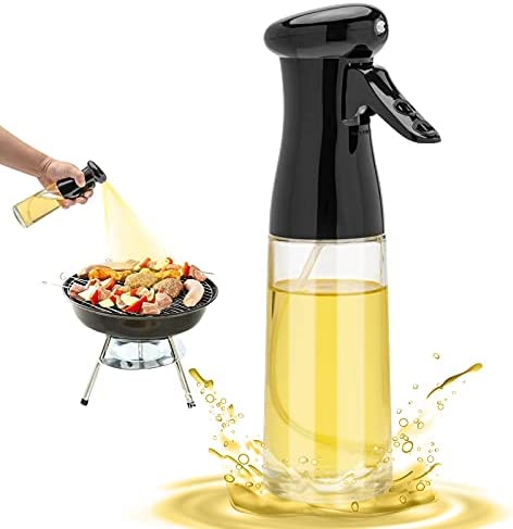 Olive Oil Sprayer for Cooking – 200ml Glass Oil Dispenser Bottle Spray Mister – Refillable Food Grade Oil Vinegar Spritzer Sprayer Bottles for Kitchen, Air Fryer, Salad, Baking, Grilling, Frying