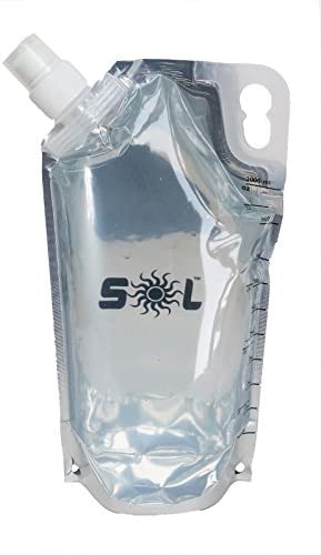 SOL Water DayTripper Bag – 1 Liter Spout Top Collapsible Water Bottle Bag Designed for Solar Water Disinfection. For Outdoors, Camping, Emergency Preparation, Survival Kits, and Bug Out Bags