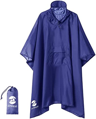 Hooded Rain Poncho Waterproof Raincoat Jacket for Men Women Adults