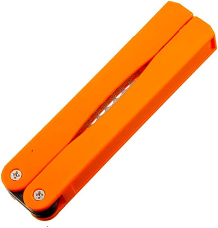 OSFTBVT Diamond Knife sharpener #400/600 Pocket Sharpening Stone Double Sides Folding Portable Orange – 1pcs