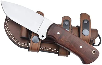 Horizontal Carry Knife |1095 Hunting Knife Fixed Blade with Wooden Handle | Tracker Knife | Bushcraft Knife with Sheath | Damascus Knife, Dark brown (Alzafash No.3)