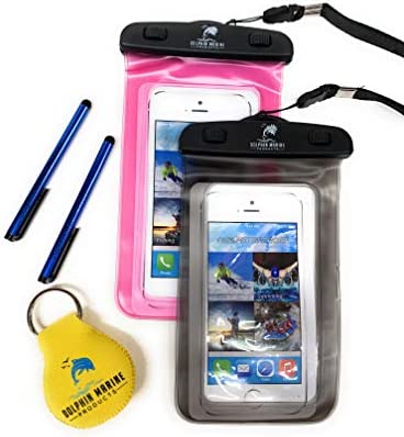 Waterproof Phone Pouch – iPhone, Galaxy, Pixel Compatible IPX8 Waterproof Clear Case – Underwater Camera Photography Gear – Swimming, Boating, Kayaking, Beach, Camping Supplies (Black/Pink)