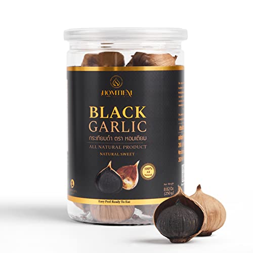Homtiem Black Garlic 8.82 Oz (250g.), Whole Black Garlic Fermented for 90 Days, Super Foods, Non-GMOs, Non-Additives, High in Antioxidants, Ready to Eat for Snack Healthy, Healthy Recipes