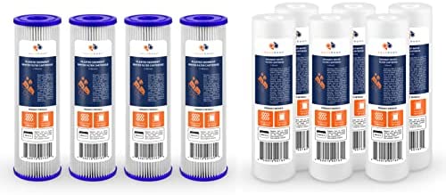 Aquaboon 4-Pack of 1 Micron 10″ Pleated Sediment Water Filter Replacement Cartridge & Aquaboon 6-Pack of 1 Micron 10″ Sediment Water Filter Replacement Cartridge