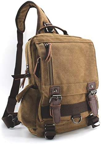JIAO MIAO Canvas Shoulder Backpack Travel Rucksack Sling Bag Cross Body Messenger Bag,180308-Coffee One Size