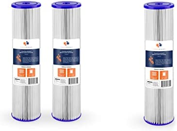 Aquaboon 2-Pack of 1 Micron 20″ Pleated Sediment Water Filter Replacement Cartridge & 1-Pack of 1 Micron 20″ Pleated Sediment Water Filter Cartridge | Universal Whole House 5 Micron 20 inch Cartridges