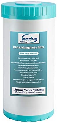 iSpring FM15B Iron and Manganese Reducing Replacement Filter Cartridge for Whole House Water Filtration System WGB21BM, 1 Count (Pack of 1), 10″x4.5″ High Capacity