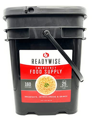 ReadyWise Emergency Food Supply, Freeze-Dried Survival-Food Disaster Kit, Camping Food, Prepper Supplies, Emergency Supplies, Freeze-Dried Meal Bucket, 25-Year Shelf Life, 160 Servings