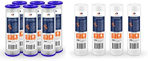 Aquaboon 6-Pack of 1 Micron 10″ Pleated Sediment Water Filter Replacement Cartridge & Aquaboon 4-Pack of 1 Micron 10″ Sediment Water Filter Replacement Cartridge