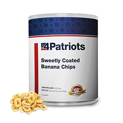 4Patriots Sweetly Coated Banana Chips No. 10 Can, Sweet & Tasty Snack, Long-Lasting Shelf Life, Dehydrated For Emergency Preparedness, Sweetened Fruit Chips, For Both Kids & Adults – 22 Servings per Can…