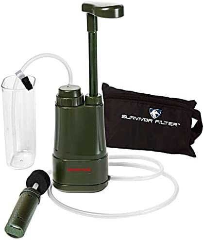 Survivor Filter Pro Water Purification System for Survival – 99.999% Removal of Tested Virus Bacteria Parasites – Lightweight Portable Water Filter for Backpacking, Camping – Water Purifier Survival