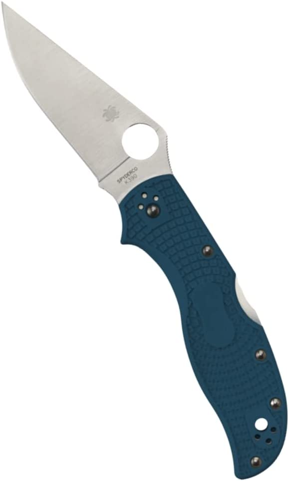 Spyderco Stretch 2 Signature Lightweight Hunting Knife with 3.43" K390 Tool Steel Blade and Blue FRN Handle – PlainEdge – C90FP2K390