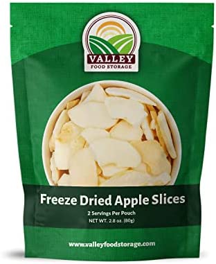 Valley Food Storage Freeze Dried Apple Slices | Easy Prep Survival Food 25 Year Shelf Life | Camping Food, Backpacking Meals, Prepper Supplies | All Natural, Non-GMO, Gluten Free, Dairy Free
