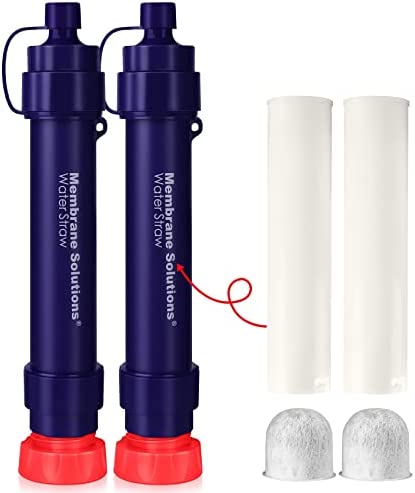 Membrane Solutions Water Filter Straw WS02, Detachable 4-Stage 0.1-Micron Portable Water Filter Camping, 5,000L Water Purifier Survival Gear and Equipment for Hiking Camping Travel and Emergency