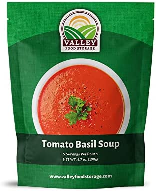 Valley Food Storage Tomato Basil Soup | Premium Emergency Food Supply | All Natural, Non-GMO Easy Prep Survival Food 25 Year Shelf Life | Camping Food, Backpacking Meals, Prepper Supplies