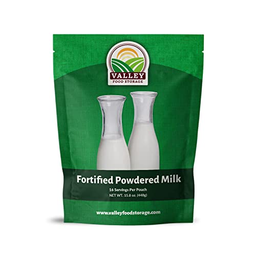 Valley Food Storage Fortified Nonfat Milk Powder (1 Bag) | Contains Vitamin A & Vitamin D | Powdered Milk Long Term Storage, 25 Year Shelf Life | Camping Food, Backpacking Meals, Prepper Supplies