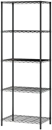 JEROAL 5-Tier Wire Shelving, Metal Wire Shelf Storage Rack, Durable Organizer Unit Perfect for Kitchen Garage Pantry Organization in Black, 21″ Wx14 Dx61 H