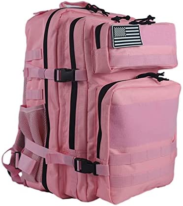 Elsegeod 45L Military Tactical Backpacks，Molle Army Assault Pack 3 Day Bug Out Bag Large Hiking Camping Backpack for Men and Women，pink