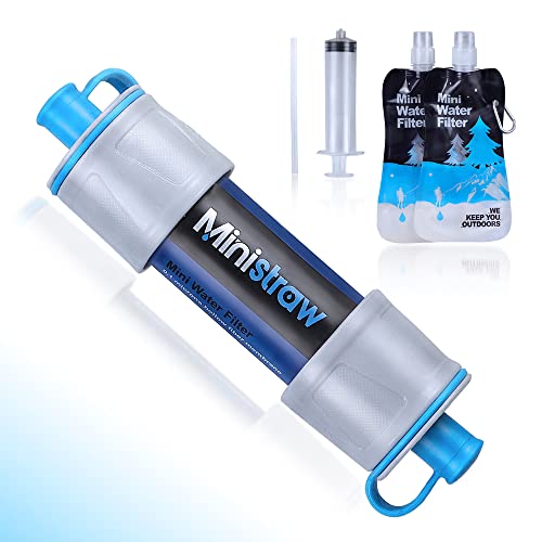 Personal Water Filter Straw Ultralight Versatile Hiker Water Filter. Mini Water Filtration System for Hiking Camping and Emergency Preparedness Personal Water Filter Straw Survival Gear