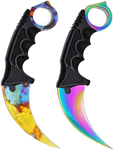 ZLIXING KARAMBIT 2 Pieces Fixed Blade Camping Knife with Sheath Men Gifts EDC Tool for Hunting Outdoor Survival Hiking