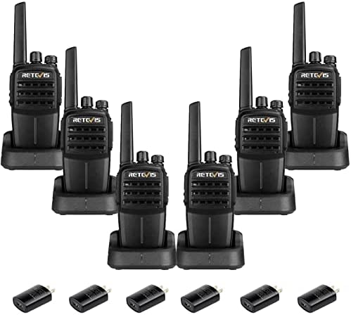 Retevis RT40B Walkie Talkies Long Range Rechargeable, Compact 2 Way Radio with Charger Base, Lightweight with Emergency Alarm, Portable Two Way Radios for Adults Restaurant Company Retail (6Pack)
