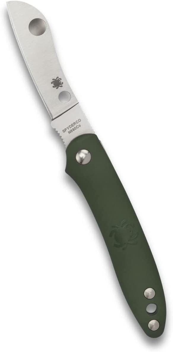 Spyderco Roadie Non-Locking Lightweight Knife with 2.09" N690Co Stainless Steel Blade and Durable Olive Green FRN Handle – PlainEdge – C189PGR