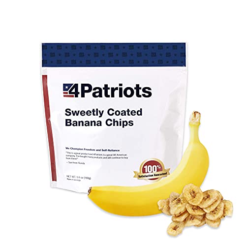 4Patriots Sweetly Coated Banana Chips, Sweet & Tasty Snack, Long-Lasting Shelf Life, Dehydrated For Emergency Preparedness, Sweetened Fruit Chips, For Both Kids & Adults – Single Pouch
