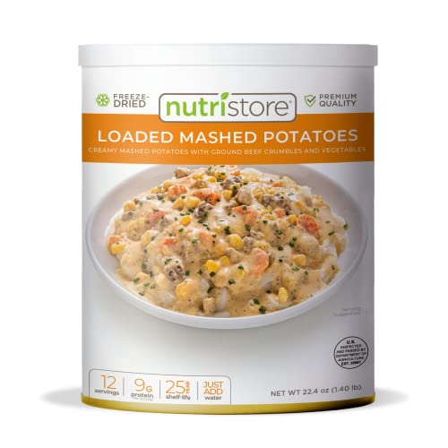 Nutristore Freeze-Dried Loaded Mashed Potatoes | Emergency Survival Bulk Food Storage Meal | Perfect for Everyday Quick Meals and Long-Term Storage | 25 Year Shelf Life | USDA Inspected