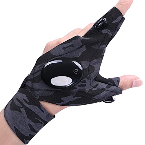 Flashlight Gloves,LED Finger Flashlight Gloves Tool Gadget – Unique Tool Camping Fishing Accessories Gifts for Men Caneem