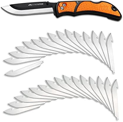 OUTDOOR EDGE 3.5″ RazorLite EDC – Replaceable Blade Folding Knife with Pocket Clip for Everyday Carry, (Orange, 30 Blades)